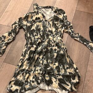 Zara Long Sleeve Dress in Black and Cream Pattern